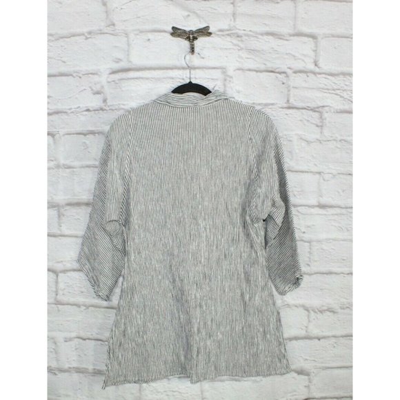 Vintage Mill Valley Black Pinstriped Linen Tops Size S - Picture 5 of 9